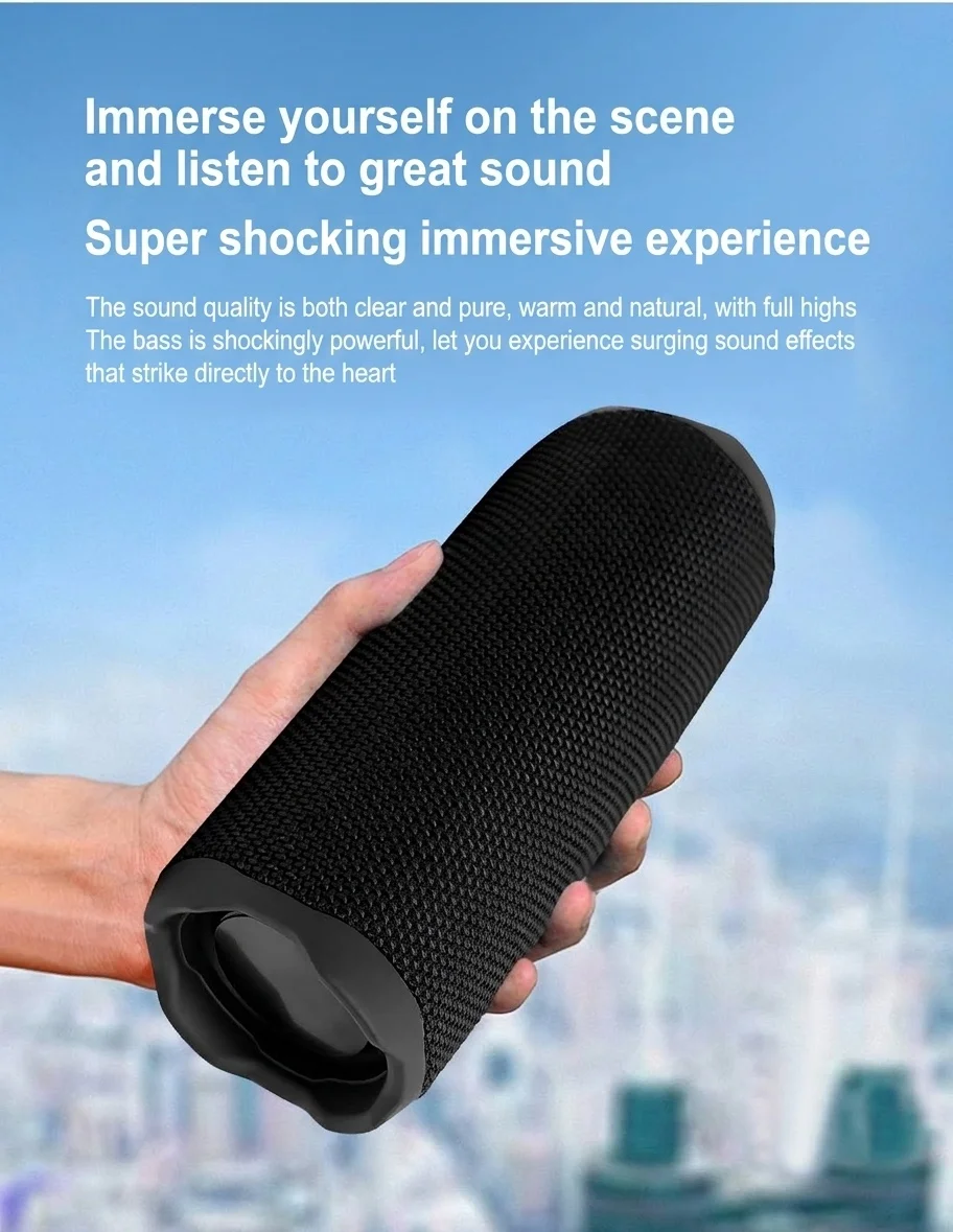 Portable Bluetooth 5.3 Speaker 10W, Deep Bass Audio, Waterproof & Dustproof Design, 5-Hour Playtime, Outdoor Rugged Wireless Speaker with Carry Strap