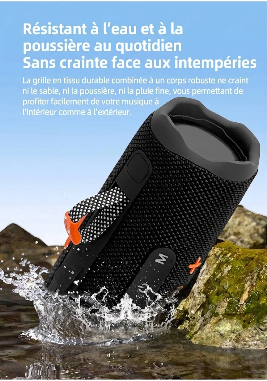 Portable Bluetooth 5.3 Speaker 10W, Deep Bass Audio, Waterproof & Dustproof Design, 5-Hour Playtime, Outdoor Rugged Wireless Speaker with Carry Strap