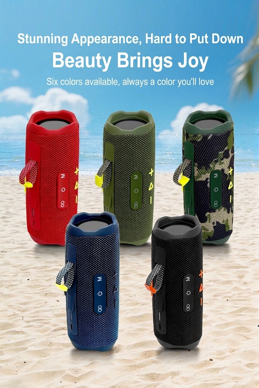 Portable Bluetooth 5.3 Speaker 10W, Deep Bass Audio, Waterproof & Dustproof Design, 5-Hour Playtime, Outdoor Rugged Wireless Speaker with Carry Strap