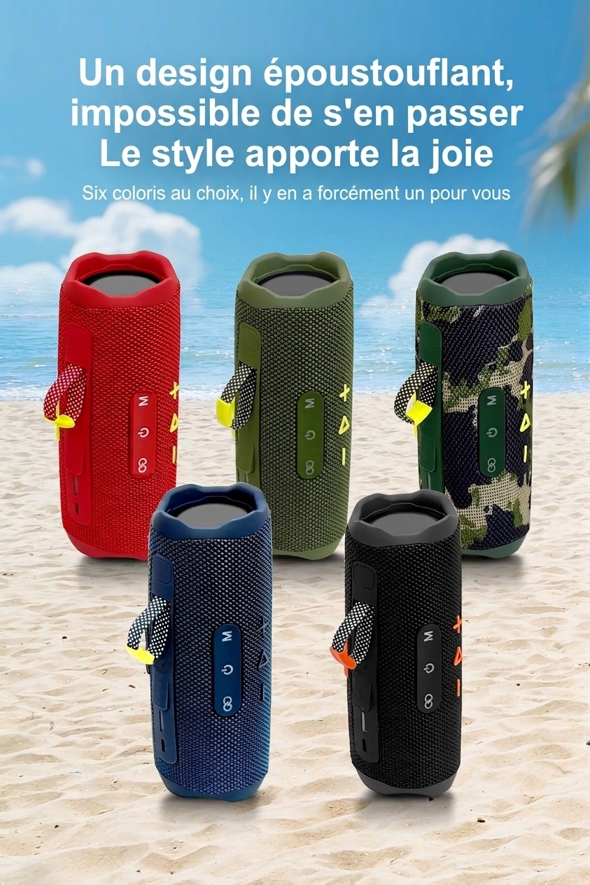 Portable Bluetooth 5.3 Speaker 10W, Deep Bass Audio, Waterproof & Dustproof Design, 5-Hour Playtime, Outdoor Rugged Wireless Speaker with Carry Strap
