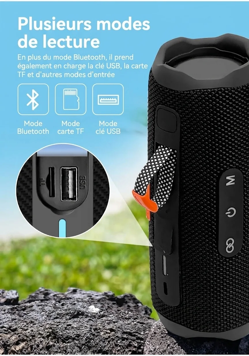 Portable Bluetooth 5.3 Speaker 10W, Deep Bass Audio, Waterproof & Dustproof Design, 5-Hour Playtime, Outdoor Rugged Wireless Speaker with Carry Strap