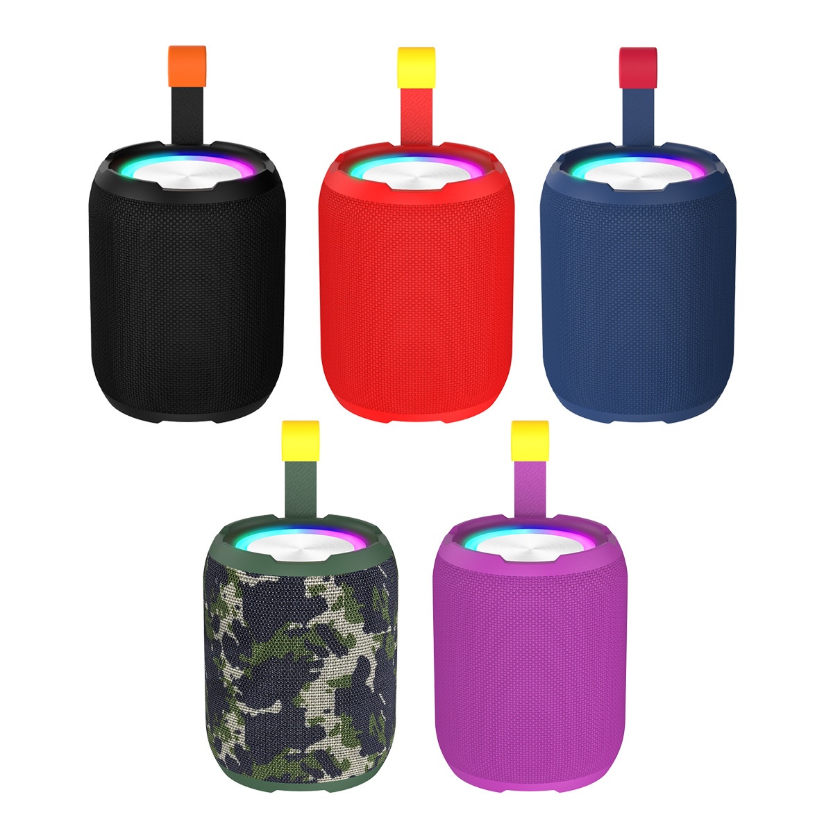 Portable Bluetooth Speaker with RGB Lights, 10W Deep Bass, IPX7 Waterproof, 12H Playtime, 30ft Wireless Range, Outdoor Travel Speaker with Strap
