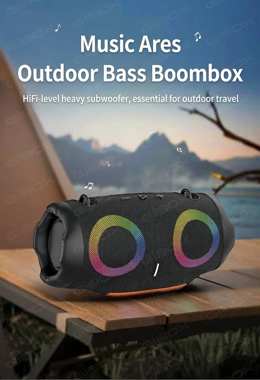 XTRMM4MINI RGB Portable Bluetooth Speaker, 16W Loud Sound, Deep Bass, IPX6 Waterproof, 5H Playtime, 15m Range, TWS Outdoor Travel Speaker with Strap