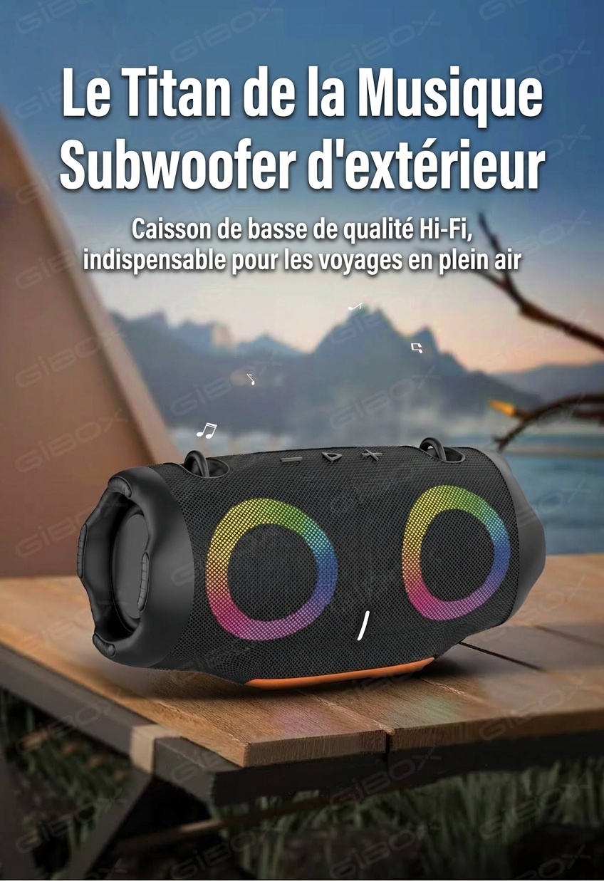 XTRMM4MINI RGB Portable Bluetooth Speaker, 16W Loud Sound, Deep Bass, IPX6 Waterproof, 5H Playtime, 15m Range, TWS Outdoor Travel Speaker with Strap