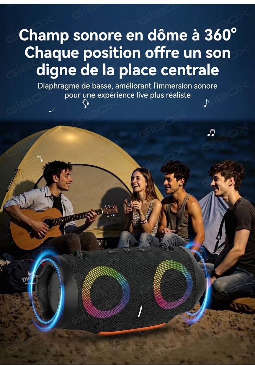 XTRMM4MINI RGB Portable Bluetooth Speaker, 16W Loud Sound, Deep Bass, IPX6 Waterproof, 5H Playtime, 15m Range, TWS Outdoor Travel Speaker with Strap