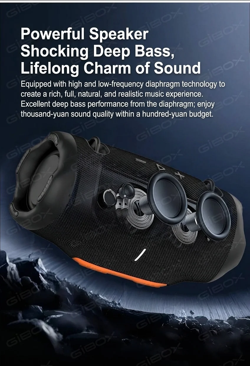 XTRMM4MINI RGB Portable Bluetooth Speaker, 16W Loud Sound, Deep Bass, IPX6 Waterproof, 5H Playtime, 15m Range, TWS Outdoor Travel Speaker with Strap