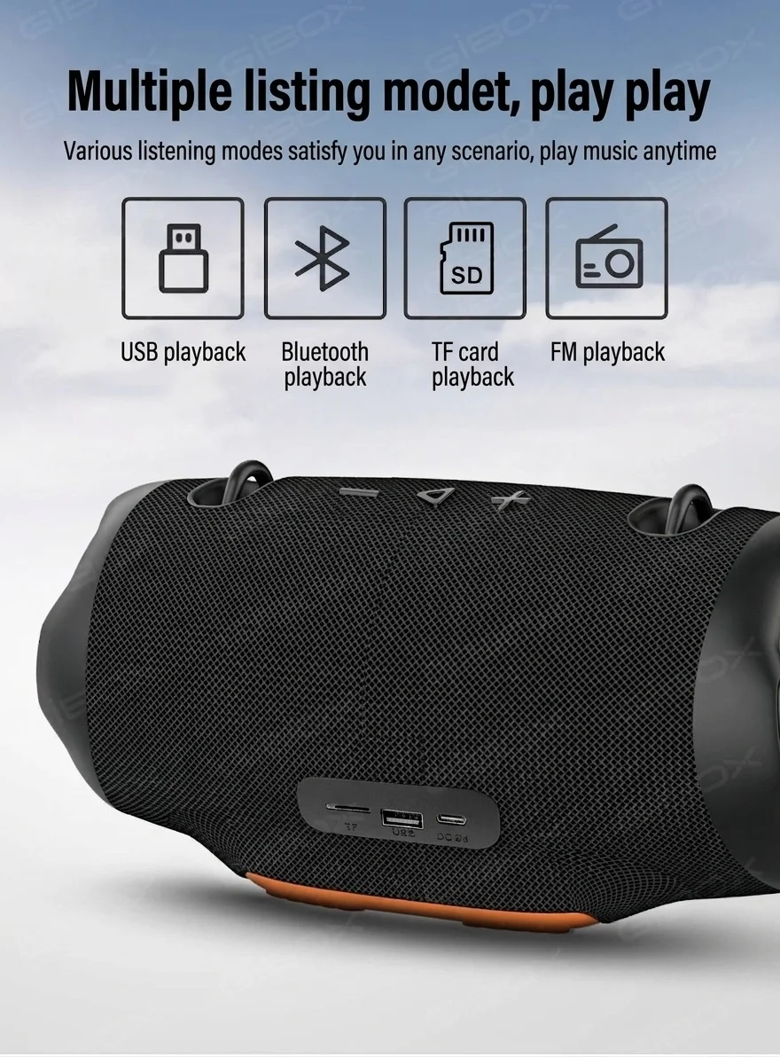 XTRMM4MINI RGB Portable Bluetooth Speaker, 16W Loud Sound, Deep Bass, IPX6 Waterproof, 5H Playtime, 15m Range, TWS Outdoor Travel Speaker with Strap
