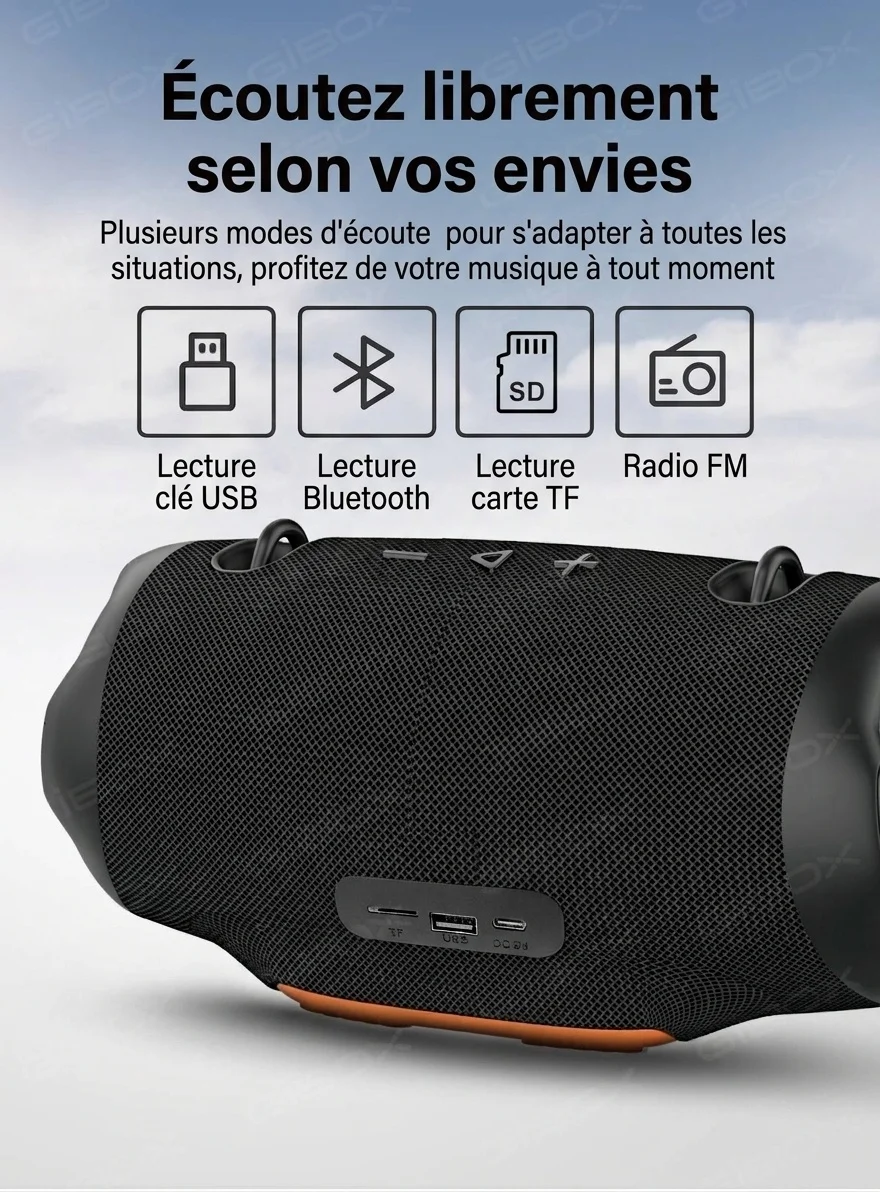 XTRMM4MINI RGB Portable Bluetooth Speaker, 16W Loud Sound, Deep Bass, IPX6 Waterproof, 5H Playtime, 15m Range, TWS Outdoor Travel Speaker with Strap