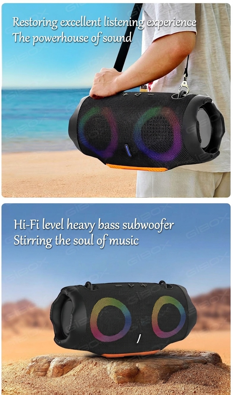 XTRMM4MINI RGB Portable Bluetooth Speaker, 16W Loud Sound, Deep Bass, IPX6 Waterproof, 5H Playtime, 15m Range, TWS Outdoor Travel Speaker with Strap