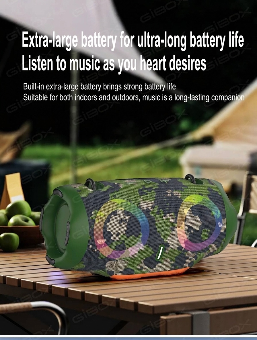 XTRMM4MINI RGB Portable Bluetooth Speaker, 16W Loud Sound, Deep Bass, IPX6 Waterproof, 5H Playtime, 15m Range, TWS Outdoor Travel Speaker with Strap