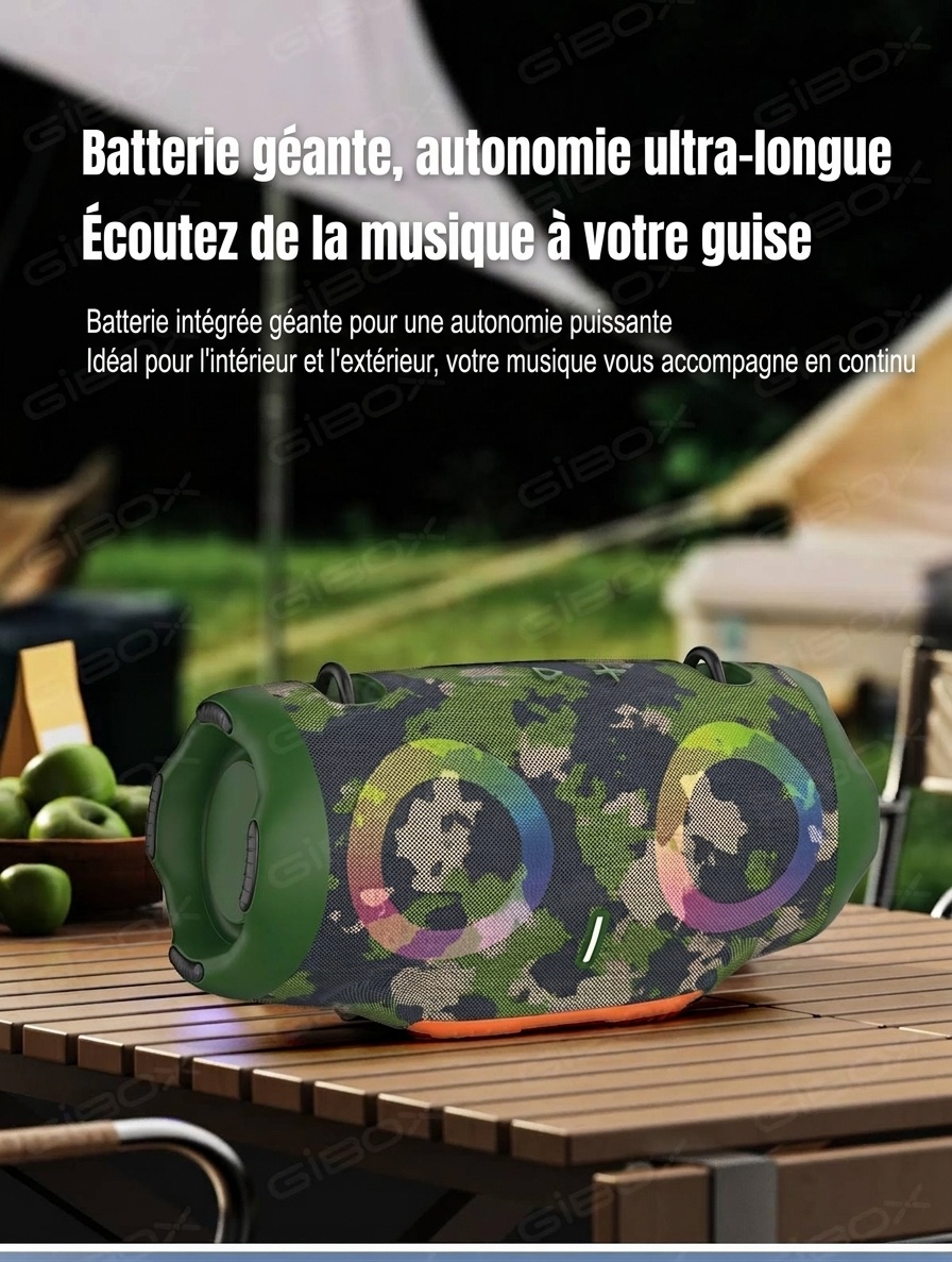 XTRMM4MINI RGB Portable Bluetooth Speaker, 16W Loud Sound, Deep Bass, IPX6 Waterproof, 5H Playtime, 15m Range, TWS Outdoor Travel Speaker with Strap