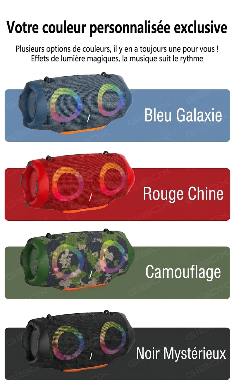 XTRMM4MINI RGB Portable Bluetooth Speaker, 16W Loud Sound, Deep Bass, IPX6 Waterproof, 5H Playtime, 15m Range, TWS Outdoor Travel Speaker with Strap
