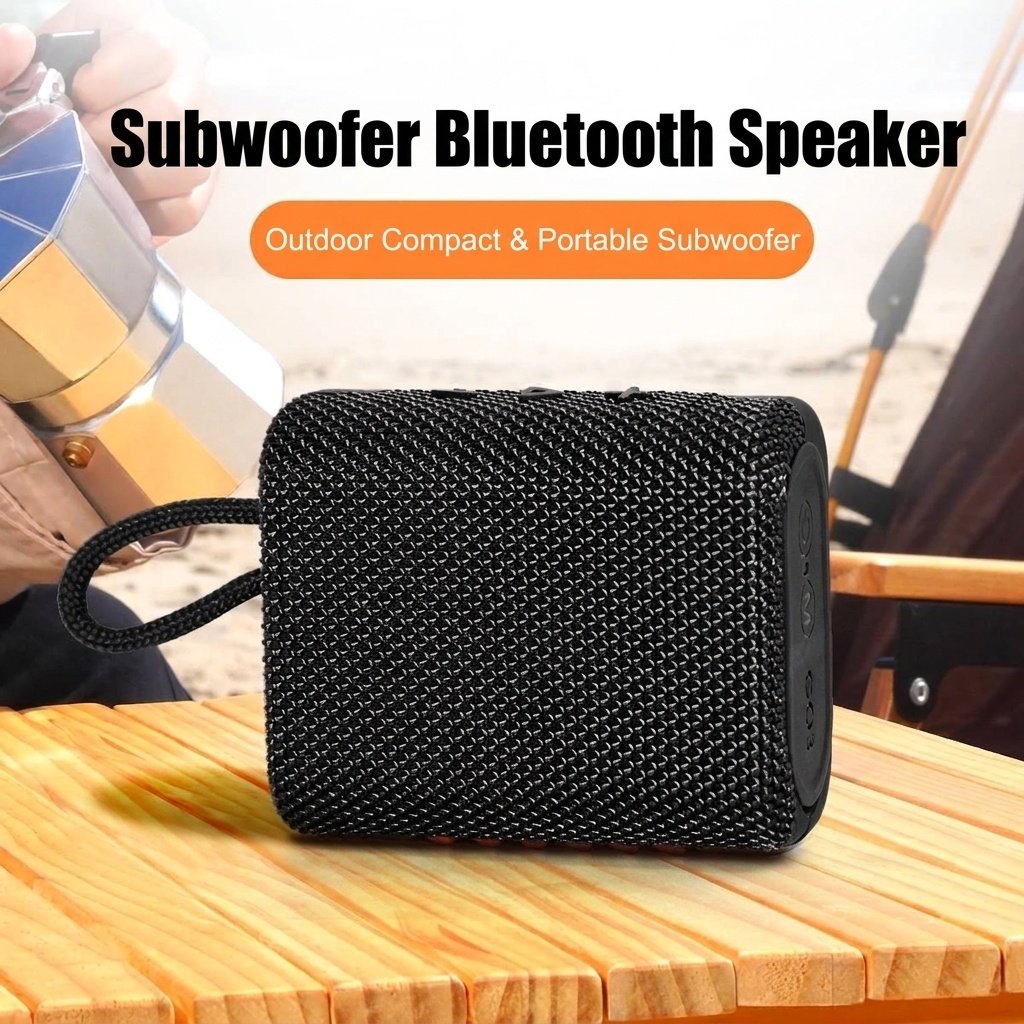 Portable Bluetooth Speaker with Deep Bass, 5W Clear Audio, IPX7 Waterproof, 12-Hour Playtime, 10m Wireless Range, Compact Outdoor Speaker with Strap