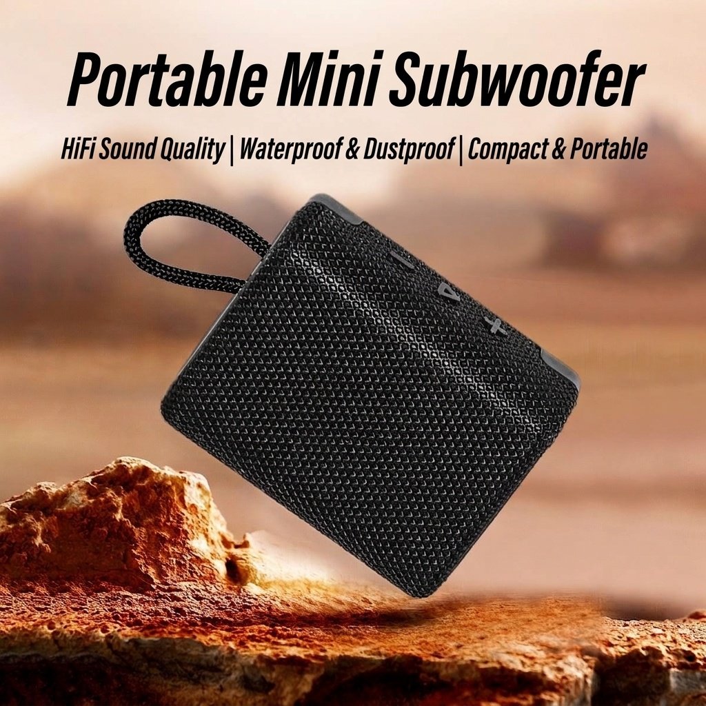 Portable Bluetooth Speaker with Deep Bass, 5W Clear Audio, IPX7 Waterproof, 12-Hour Playtime, 10m Wireless Range, Compact Outdoor Speaker with Strap