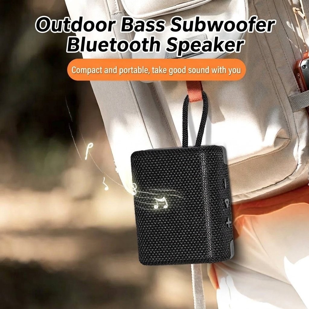 Portable Bluetooth Speaker with Deep Bass, 5W Clear Audio, IPX7 Waterproof, 12-Hour Playtime, 10m Wireless Range, Compact Outdoor Speaker with Strap