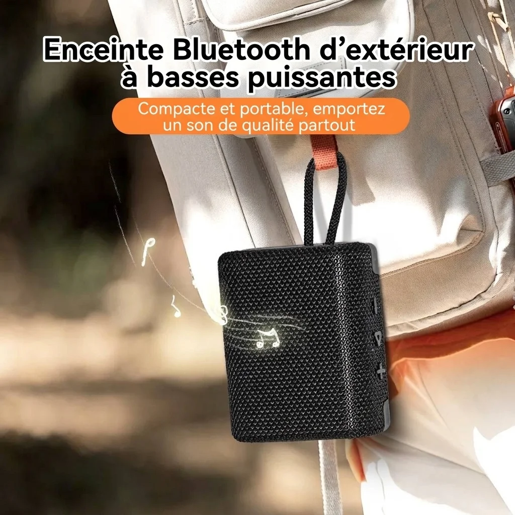 Portable Bluetooth Speaker with Deep Bass, 5W Clear Audio, IPX7 Waterproof, 12-Hour Playtime, 10m Wireless Range, Compact Outdoor Speaker with Strap