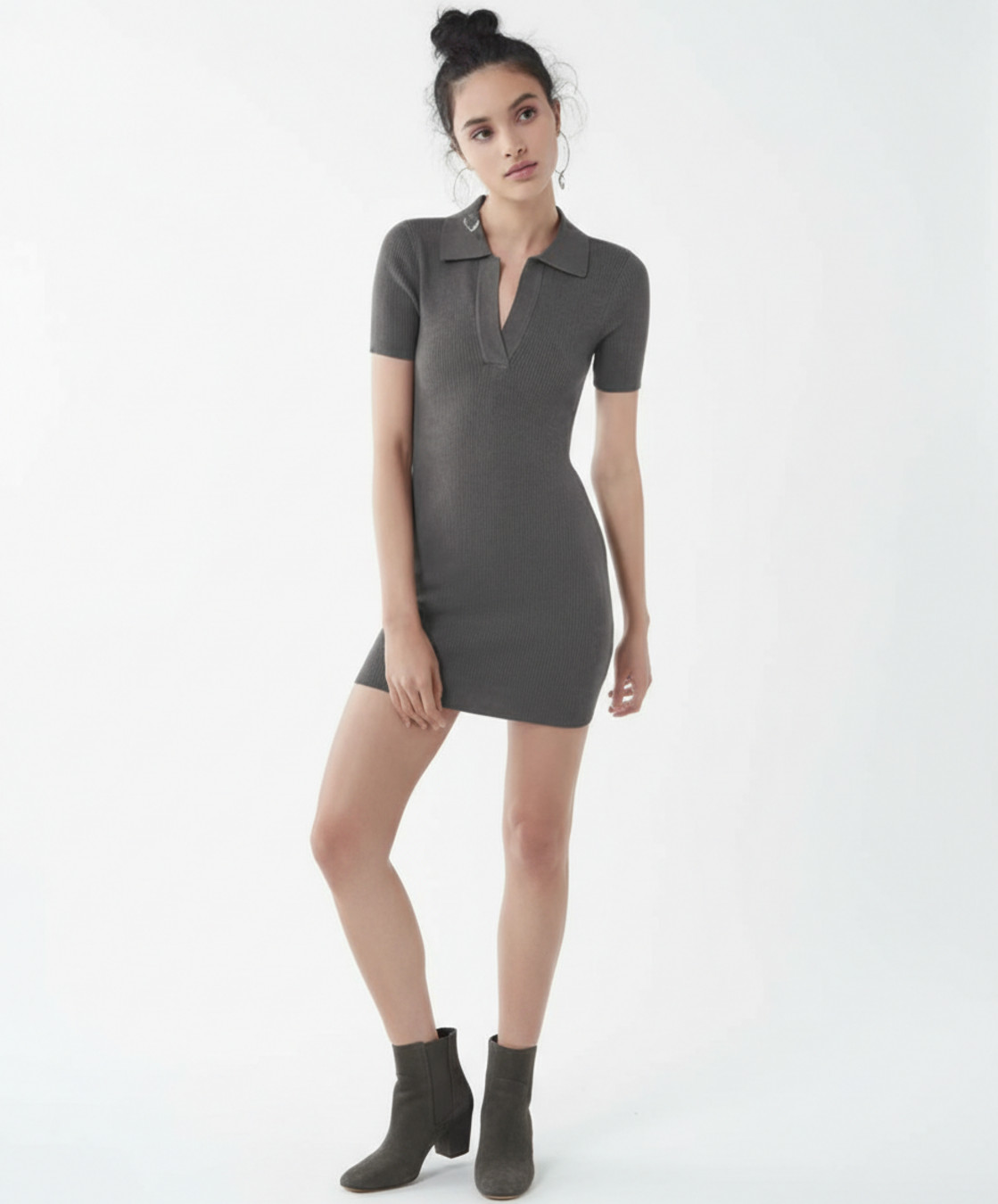 Black Polyester-cotton rib cotton Party Style Dresses L SZE-00008