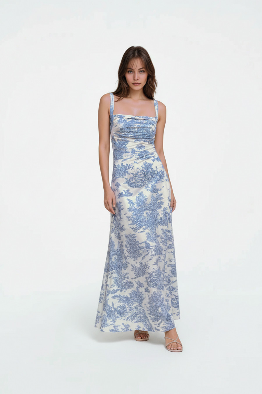 Blaue, hochwertige Kleider im Date-Stil aus Milchseide und Polyester (Polyesterfaser), Größe L, SZE-00051
