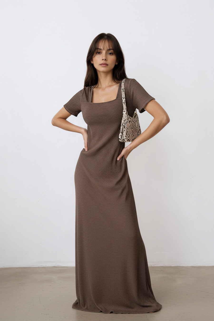 Robe de soirée en coton et polyester noir, taille L SZE-00054