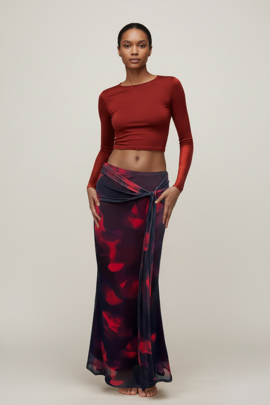 Purple Milk Silk Polyester Party Style Bottoms L SZE-00021