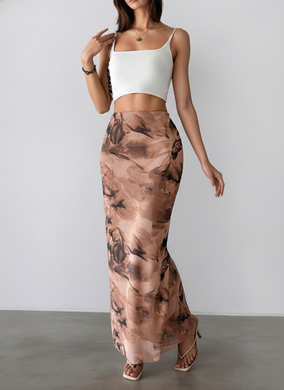 Pantalones de fiesta de poliéster y seda color marrón café con leche, talla L, talla 00022