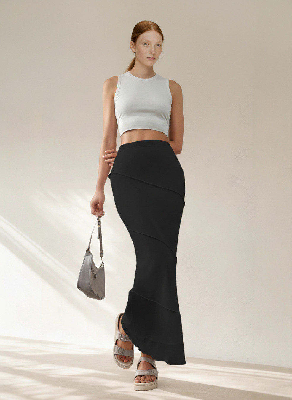 Black Blended fabrics of synthetic fibers Polyester (polyester fiber) Party Style Bottoms L SZE-00025