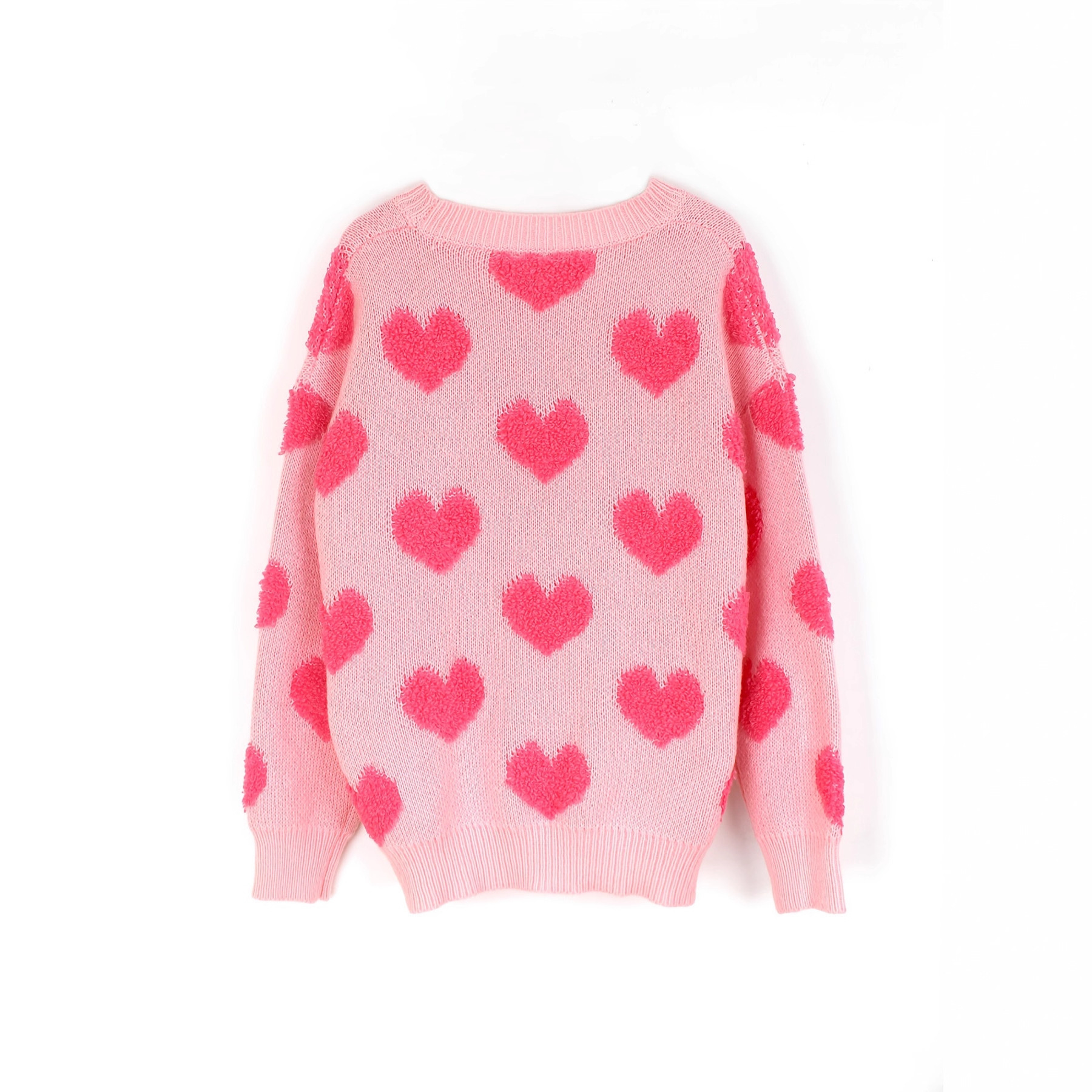 Women's Love Heart Sweater Long Sleeve Crewneck Pullover Top SSU-00097
