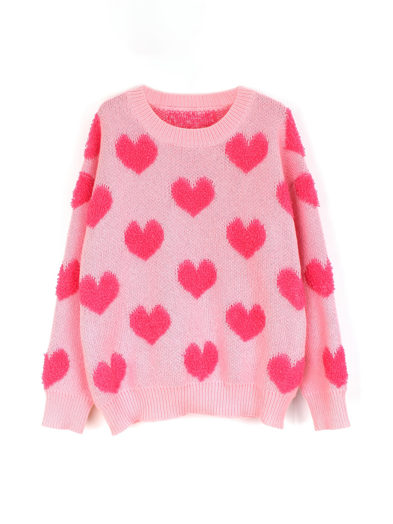 Women's Love Heart Sweater Long Sleeve Crewneck Pullover Top SSU-00097