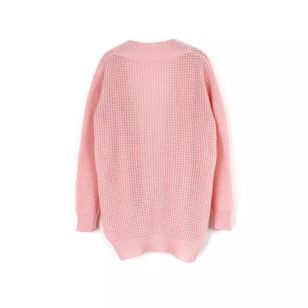 Womens Knit Waffle Cardigan Sweater Long Sleeve Open Front