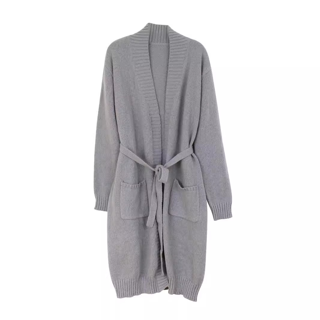 Women's Knit Cardigan Long Sleeve Tie Front Sweater Autumn Winter