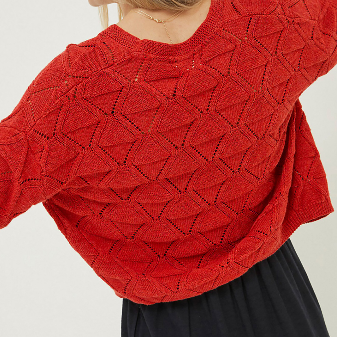 Women's Knit Cropped Cardigan Long Sleeve Hollow Out Sweater