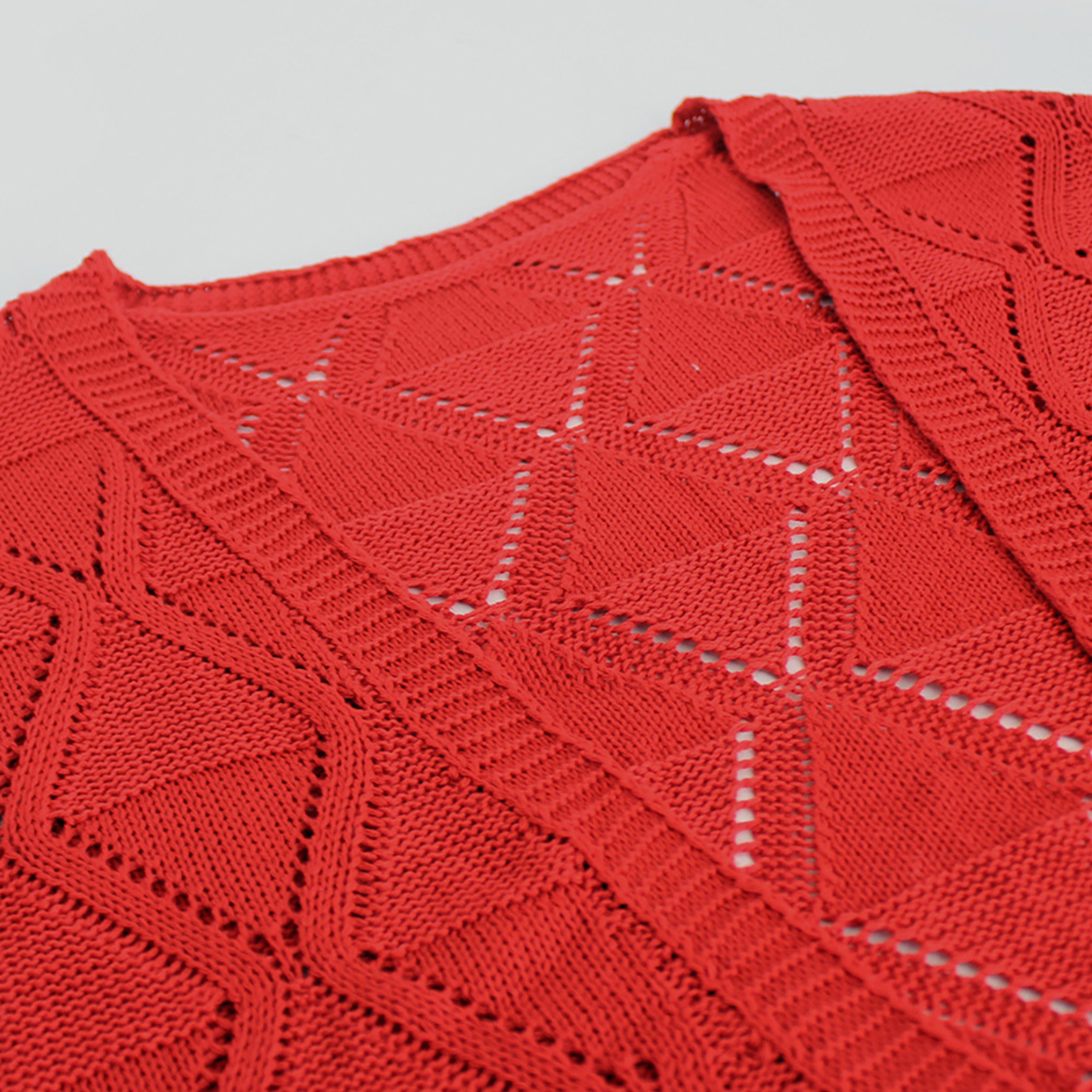 Women's Knit Cropped Cardigan Long Sleeve Hollow Out Sweater