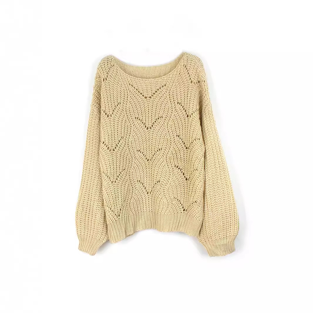 Solid Color Knit Sweater - Women's Long Sleeve Pullover Top SSU-00013