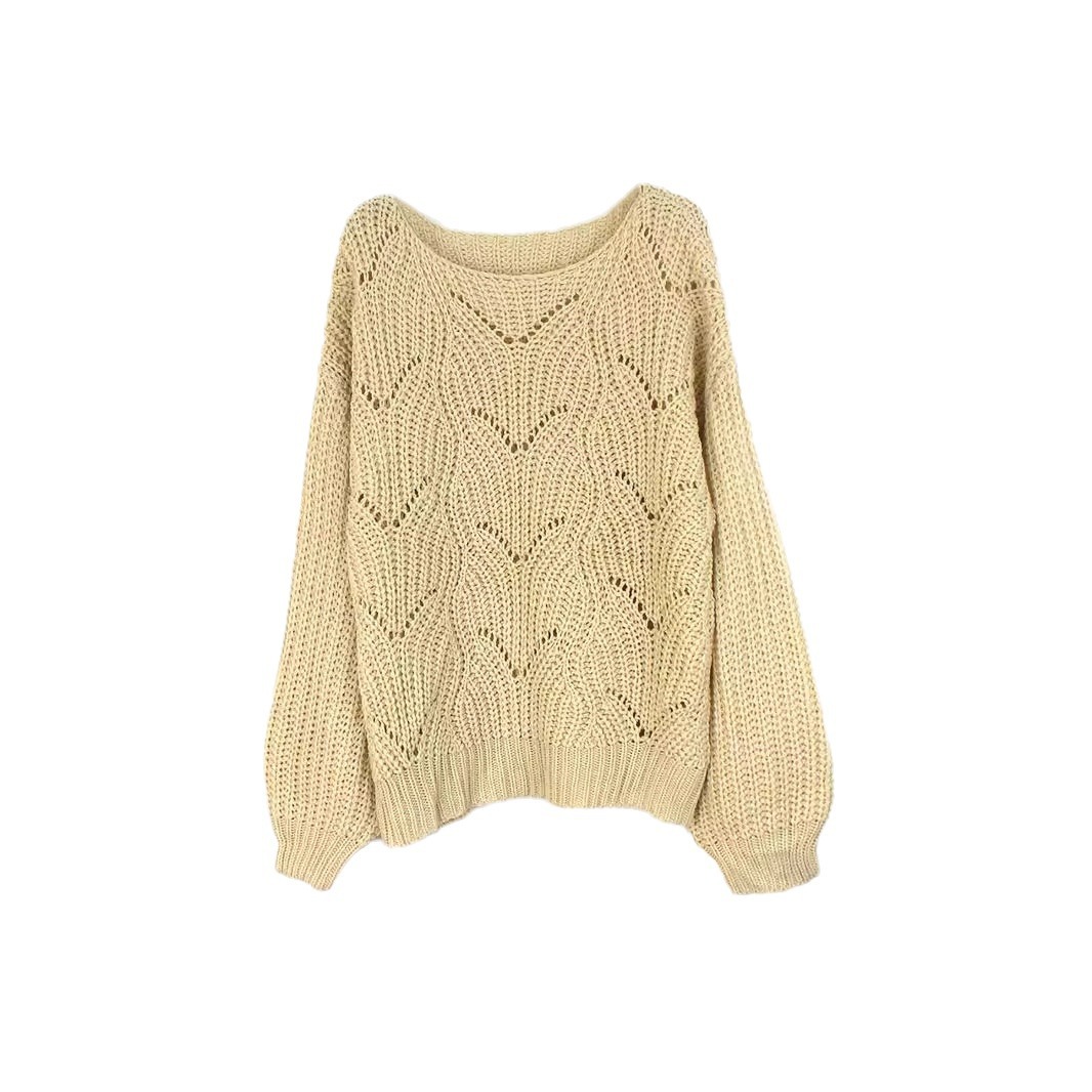 Solid Color Knit Sweater - Women's Long Sleeve Pullover Top SSU-00013