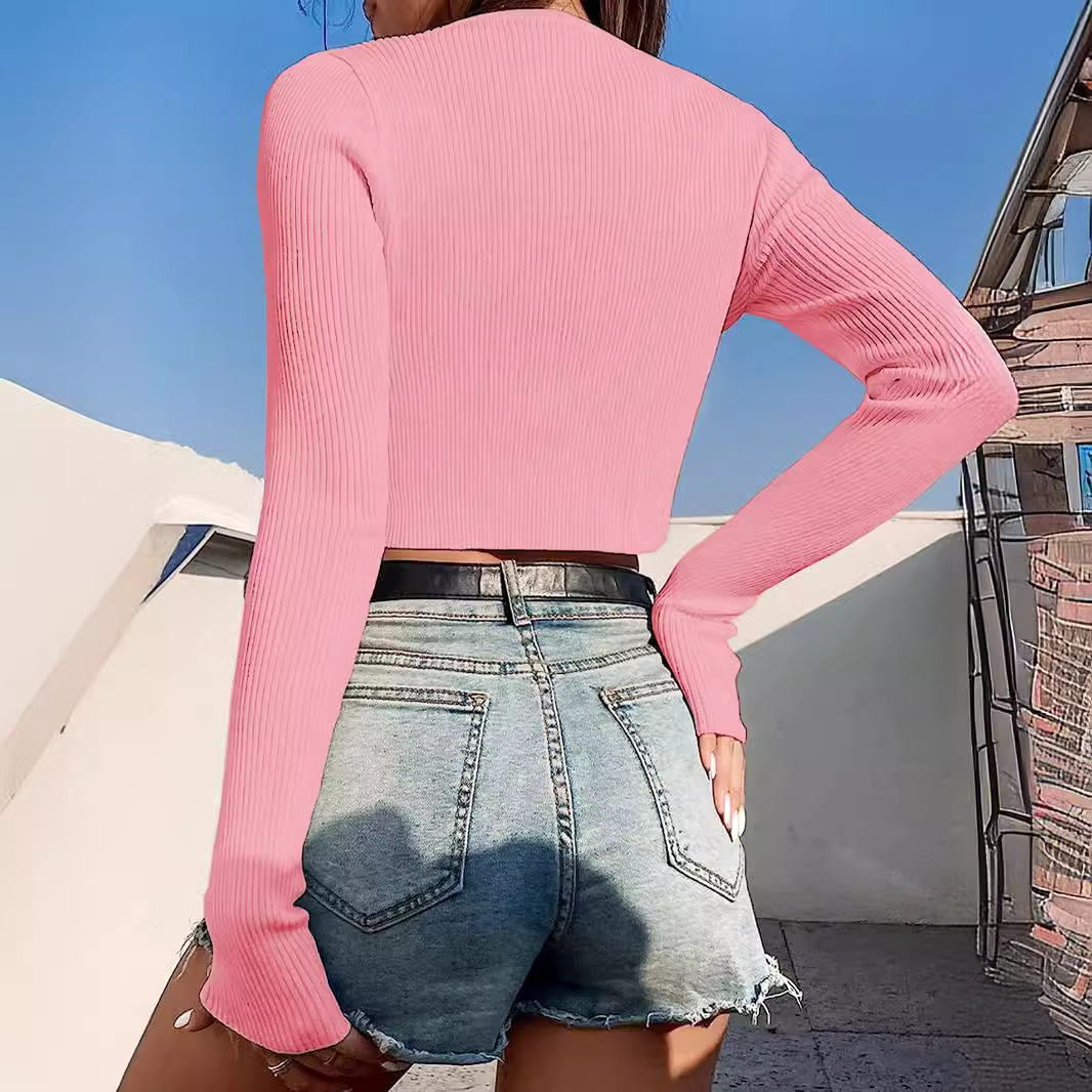 Women's Knit Cardigan Tie Front Cropped Lightweight Spring Summer SSU-00111