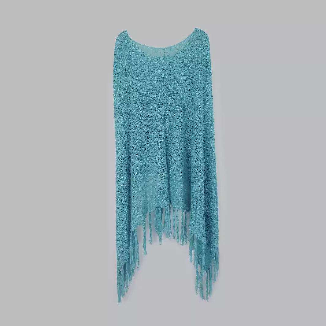 Knitted Off Shoulder Tassel Cover Up Top SSU-00109