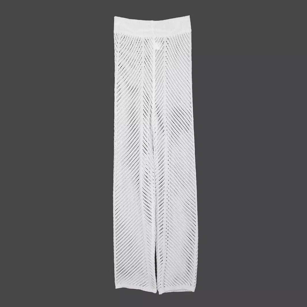 Knit Women's Pants Tie Up Hollow Out Beach Summer