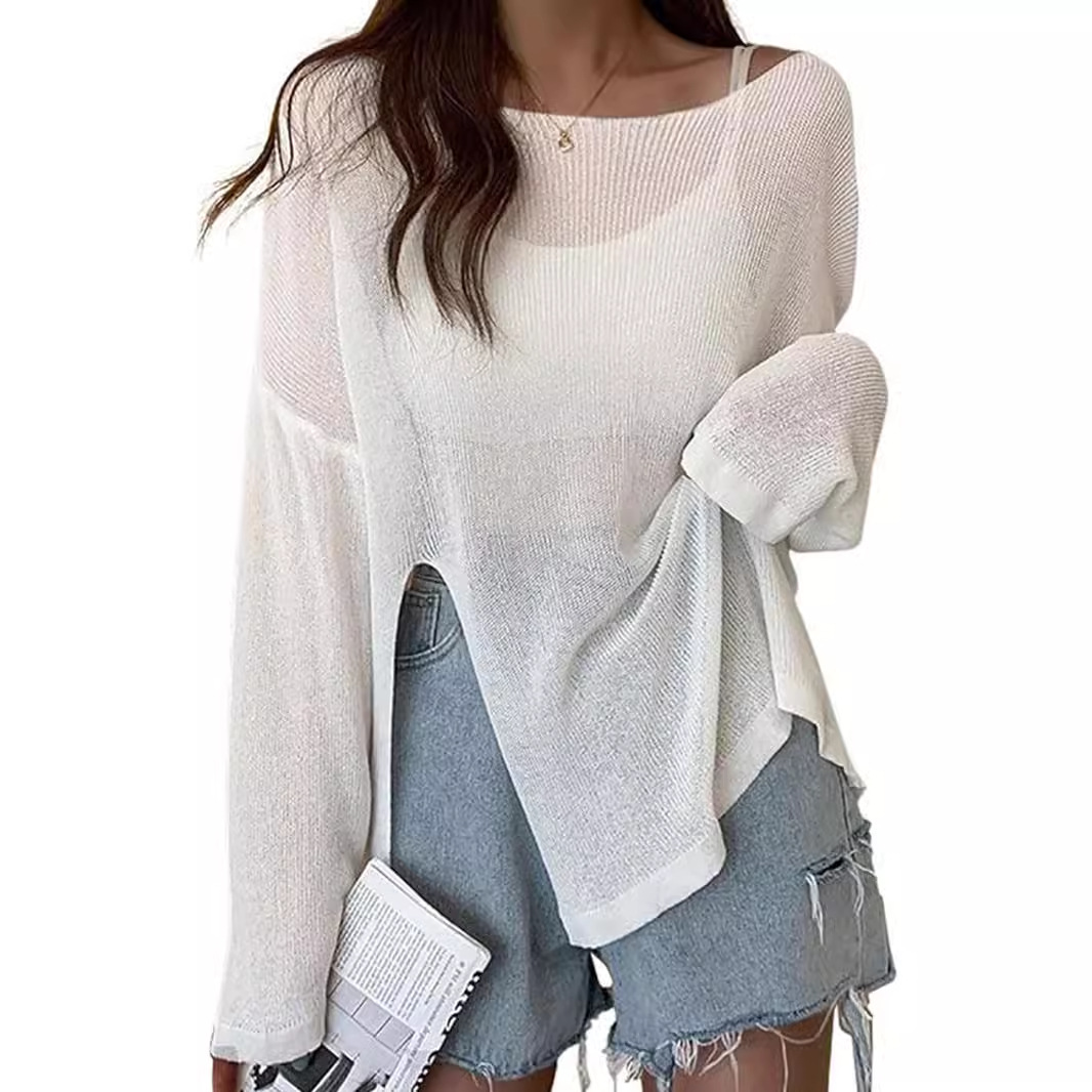Women's Lightweight Sweater Off Shoulder Long Sleeve Top Spring Summer SSU-00110