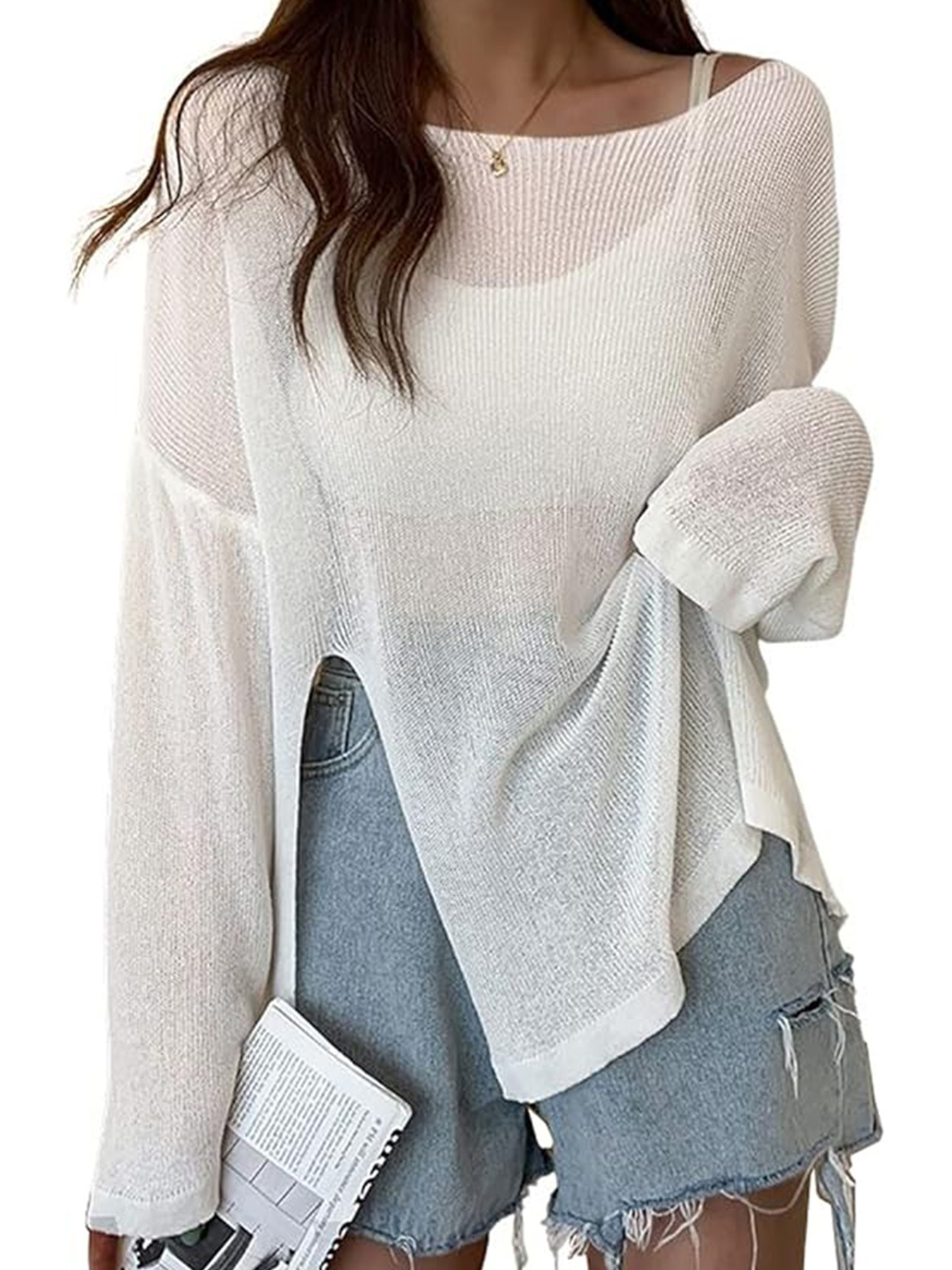 Women's Lightweight Sweater Off Shoulder Long Sleeve Top Spring Summer SSU-00110