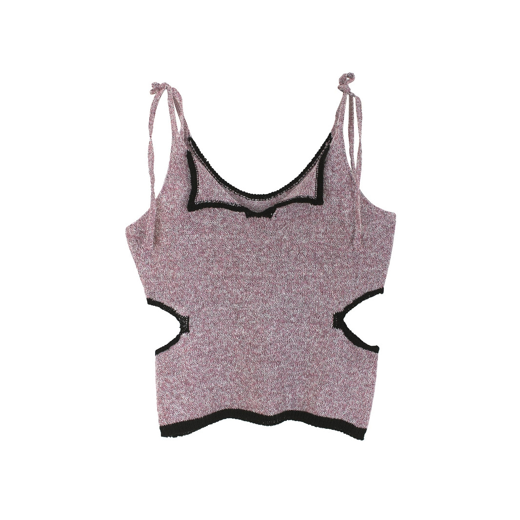 Sleeveless Knit Tank Top Tie Back Halter Vest Summer SSU-00019