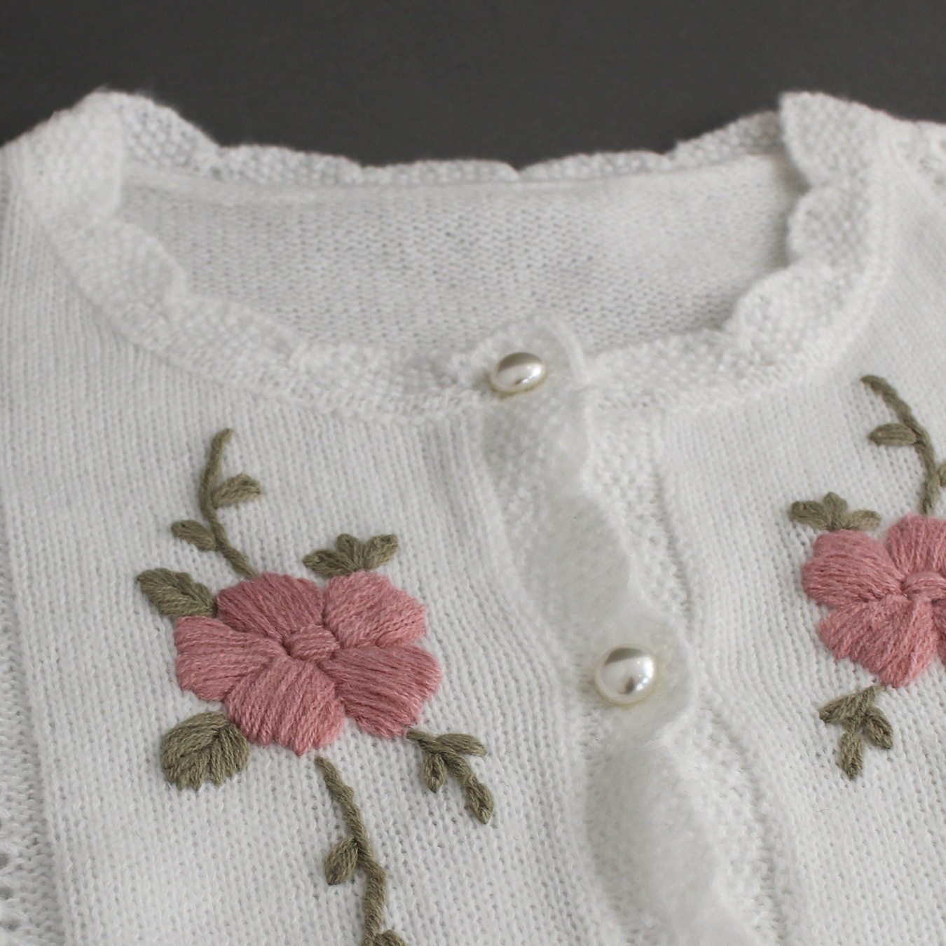 Crochet Knit Cardigan Top - Embroidered Short Sleeve Spring Fall SSU-00123