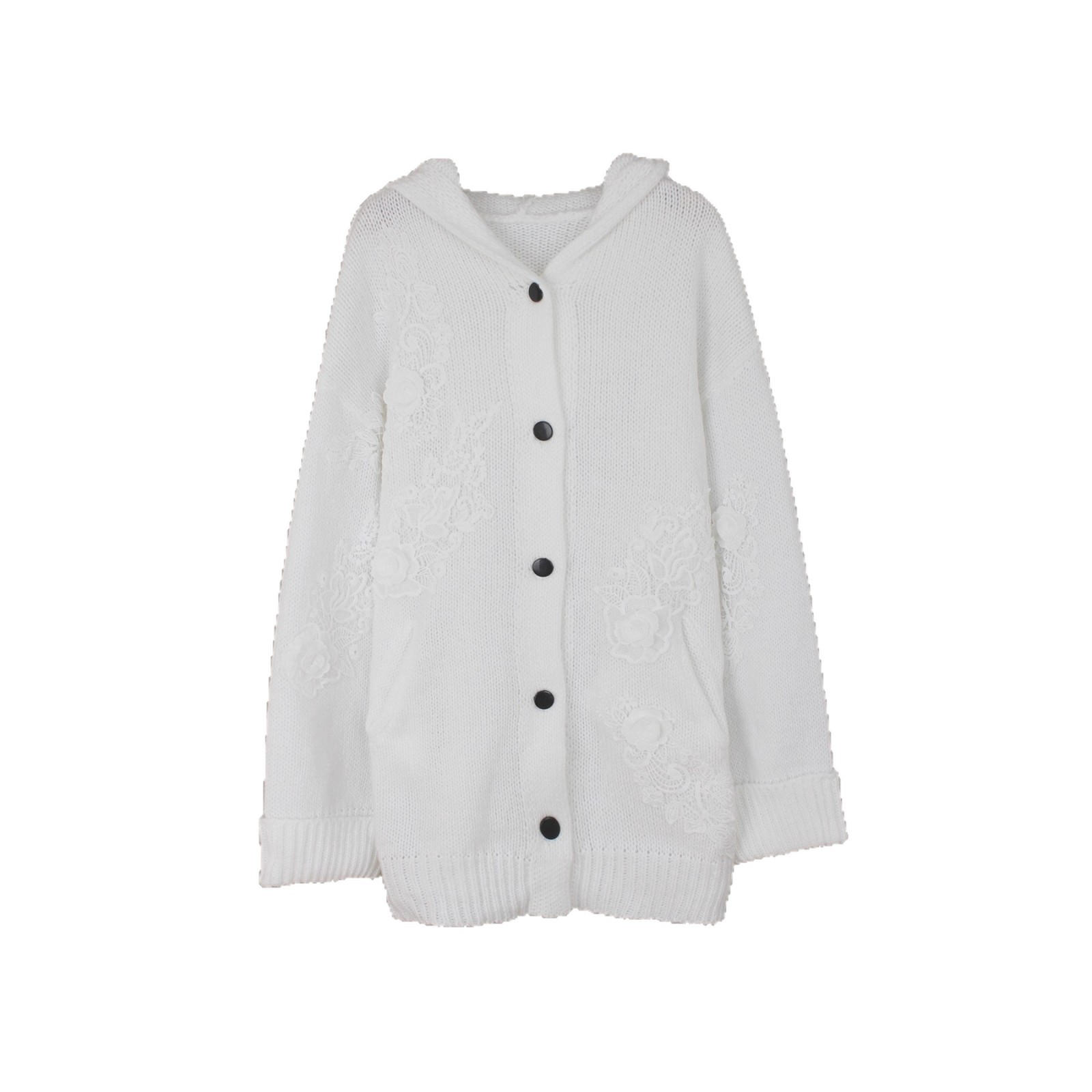 Knitted Hoodie Cardigan Embroidered Sweater for Women SSU-00122