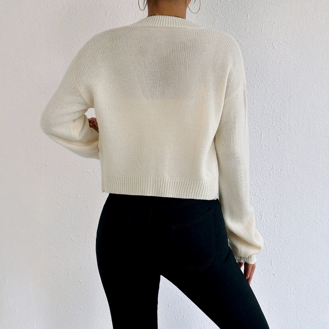 Knitted Cardigan Bear Jacket Long Sleeve Cropped Cute Casual