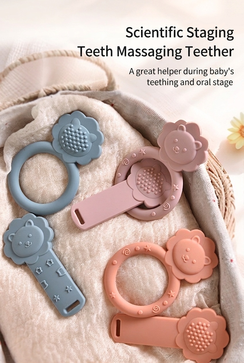 Set di massaggiagengive in silicone Baby Lion - Lenisce le gengive del neonato