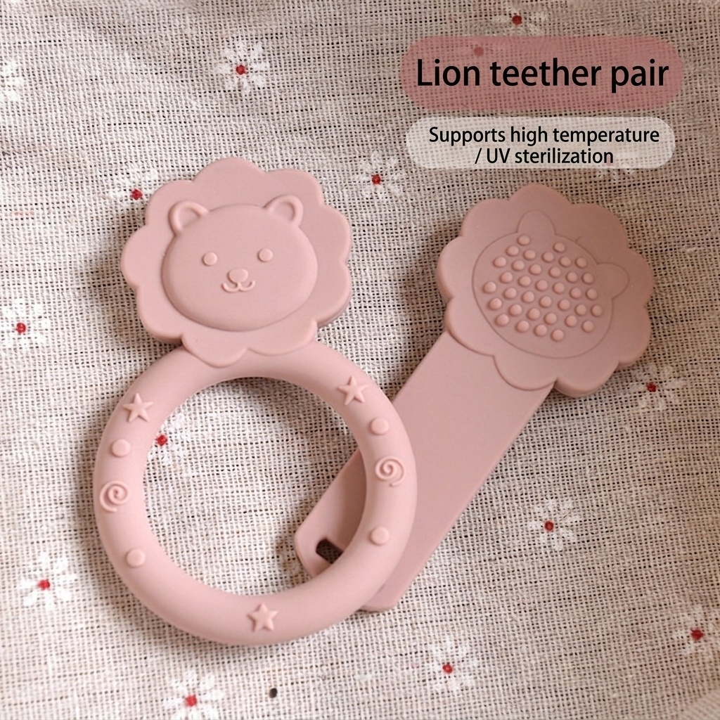 Set di massaggiagengive in silicone Baby Lion - Lenisce le gengive del neonato