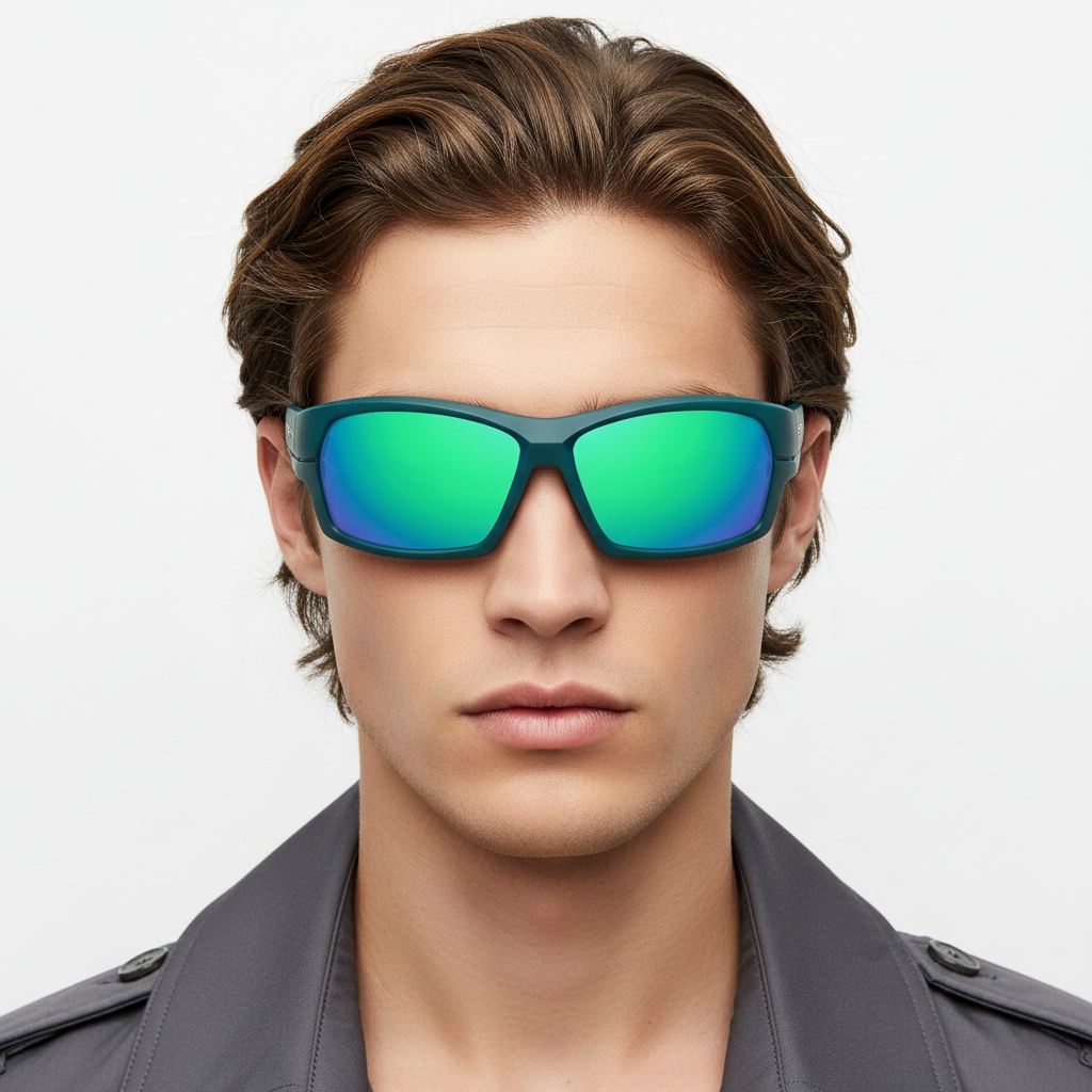 BS0205-0063_Green_Rectangular_TR90_Sunglasses_model
