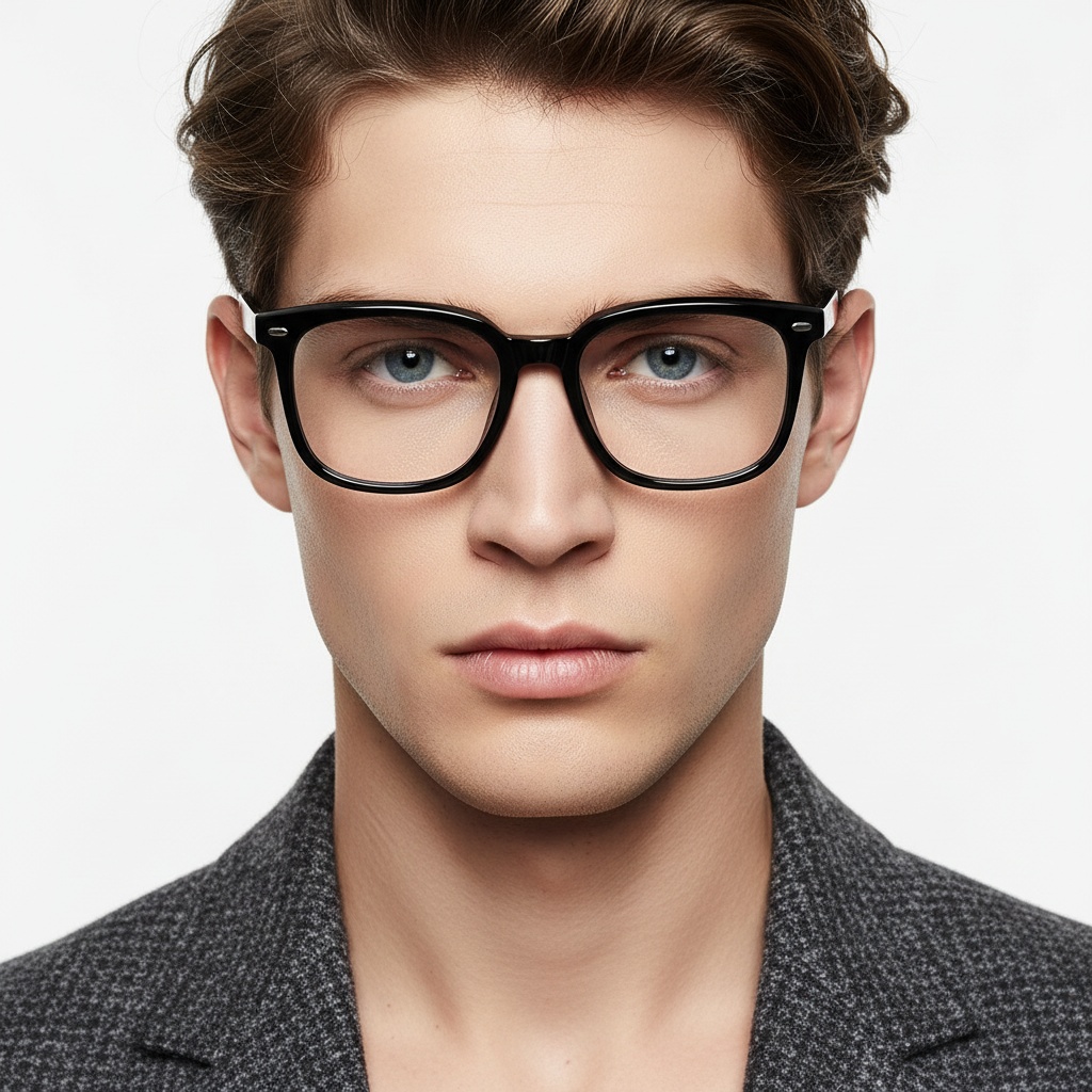 BS0620-0063_Black_Rectangular_TR90_Glasses_model