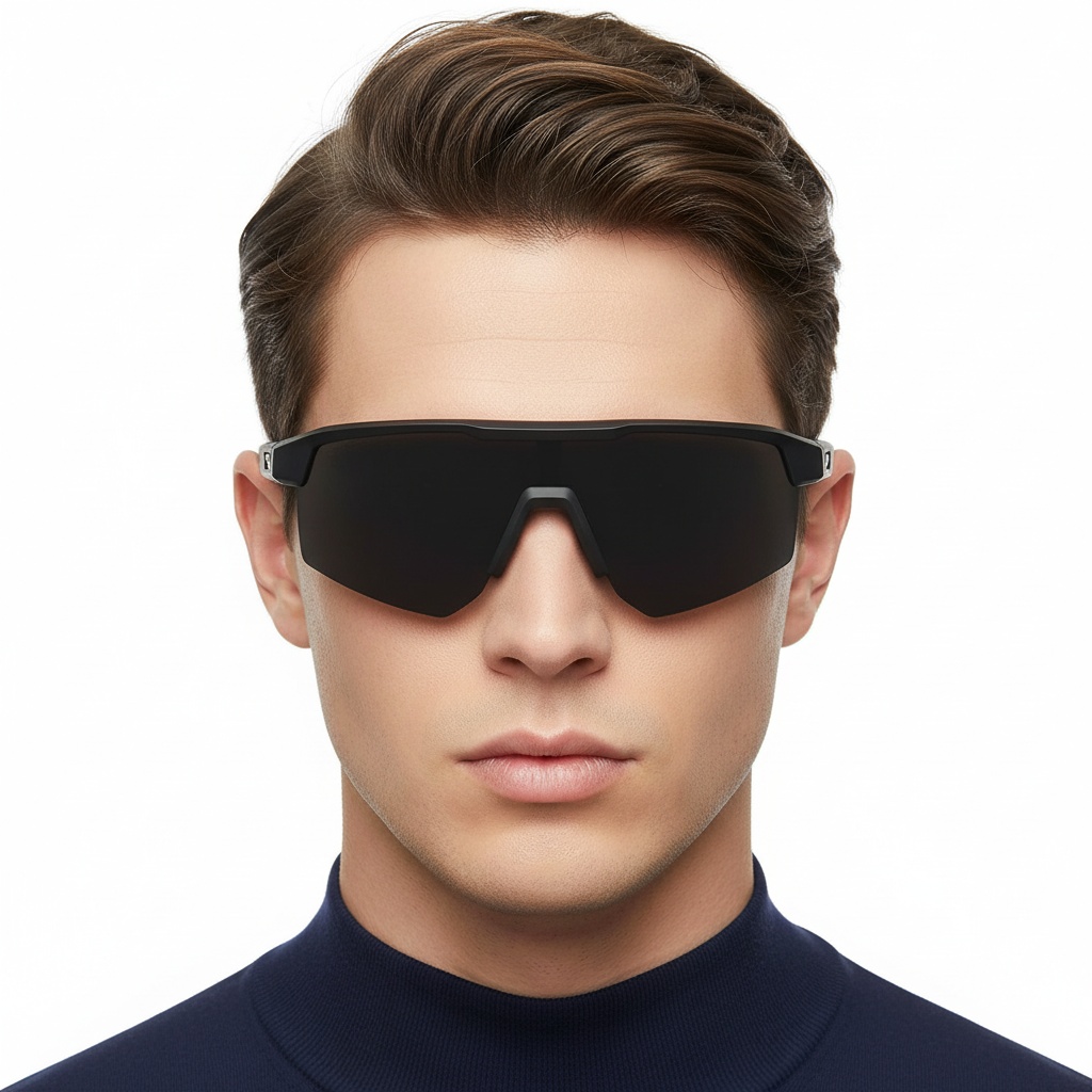 BS0205-0041_Black_Semi-rimless_TR90_Sunglasses_model