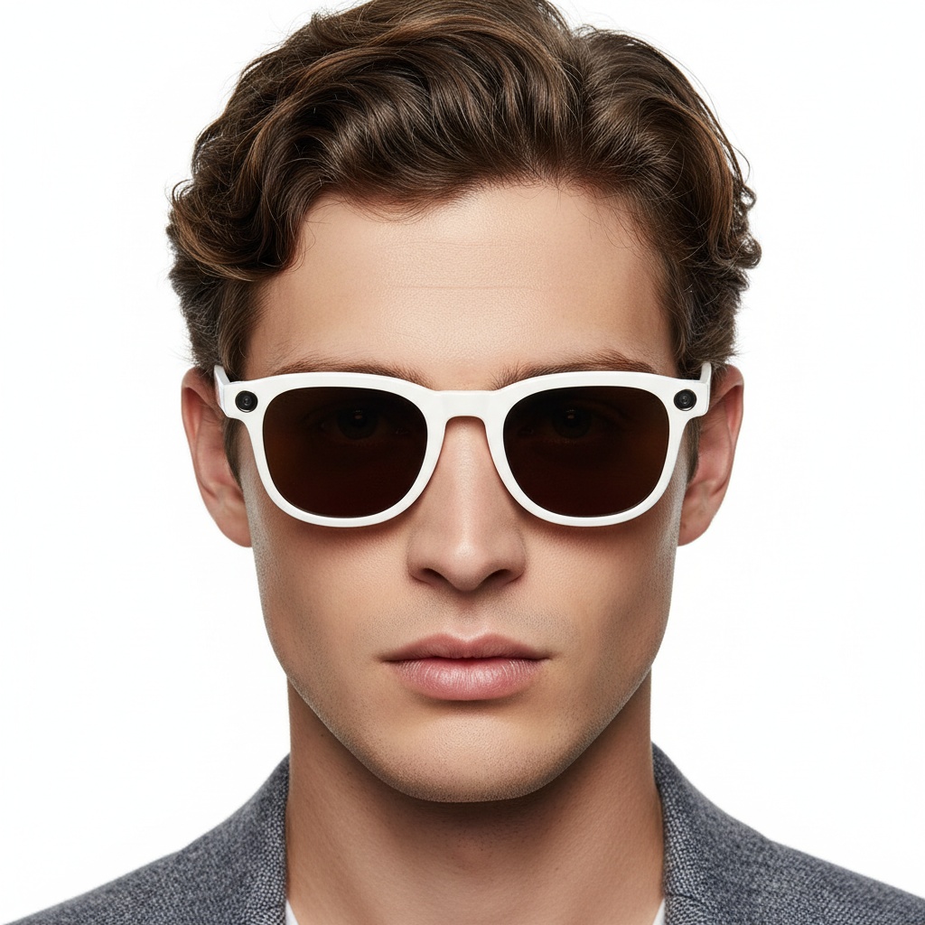 BS0705-5002_Cream_Rectangular_TR90_Smart_AI_Glasses_model