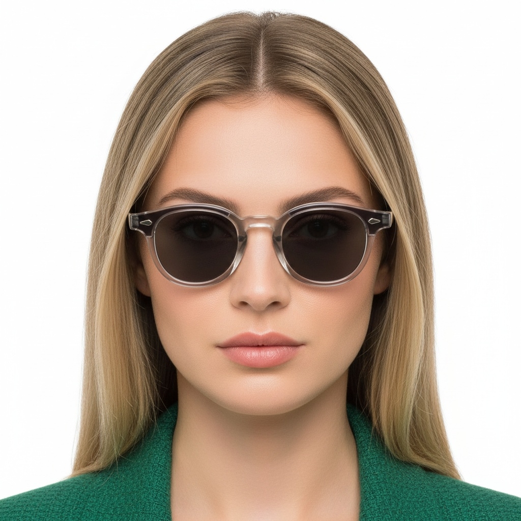 BS2503-0204_Grey_Oval_Plastic_Sunglasses_model